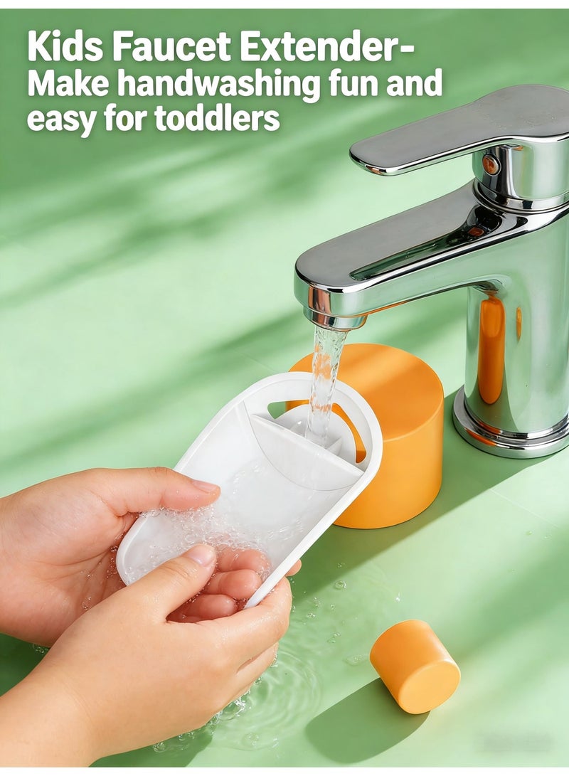 Baby Safety Hand Washer (White, TPE Material, 2-Pack), Faucet Extender for Kids, Splash-Proof Water Guide Sink - Image 3